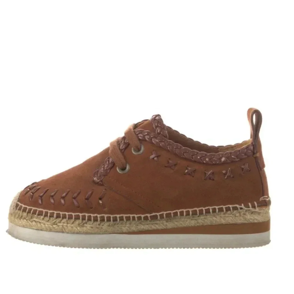 See by Chloe Espadrilles Sneakers Shoes Suede Whipstitch Trim Tan Brown Size 7
